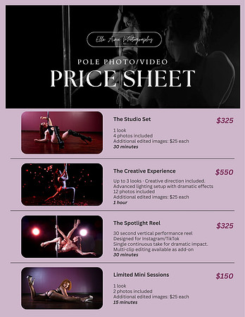 Pole Photo Price Sheet