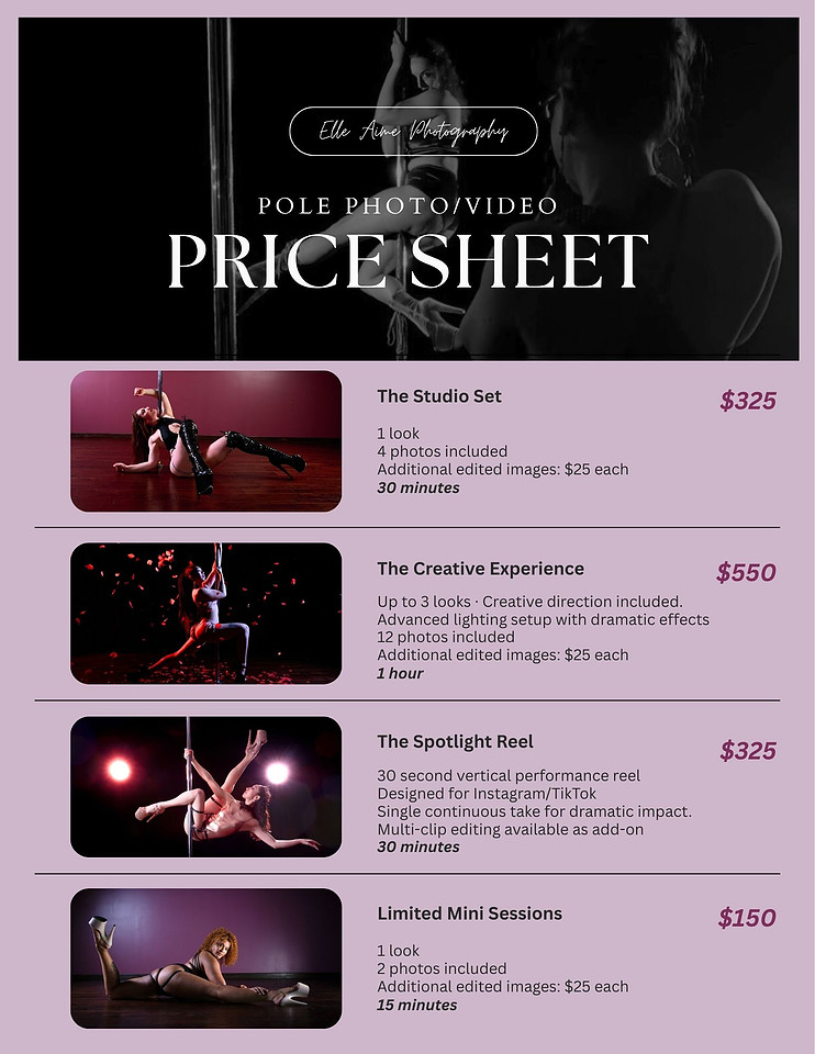 Pole Photo Price Sheet